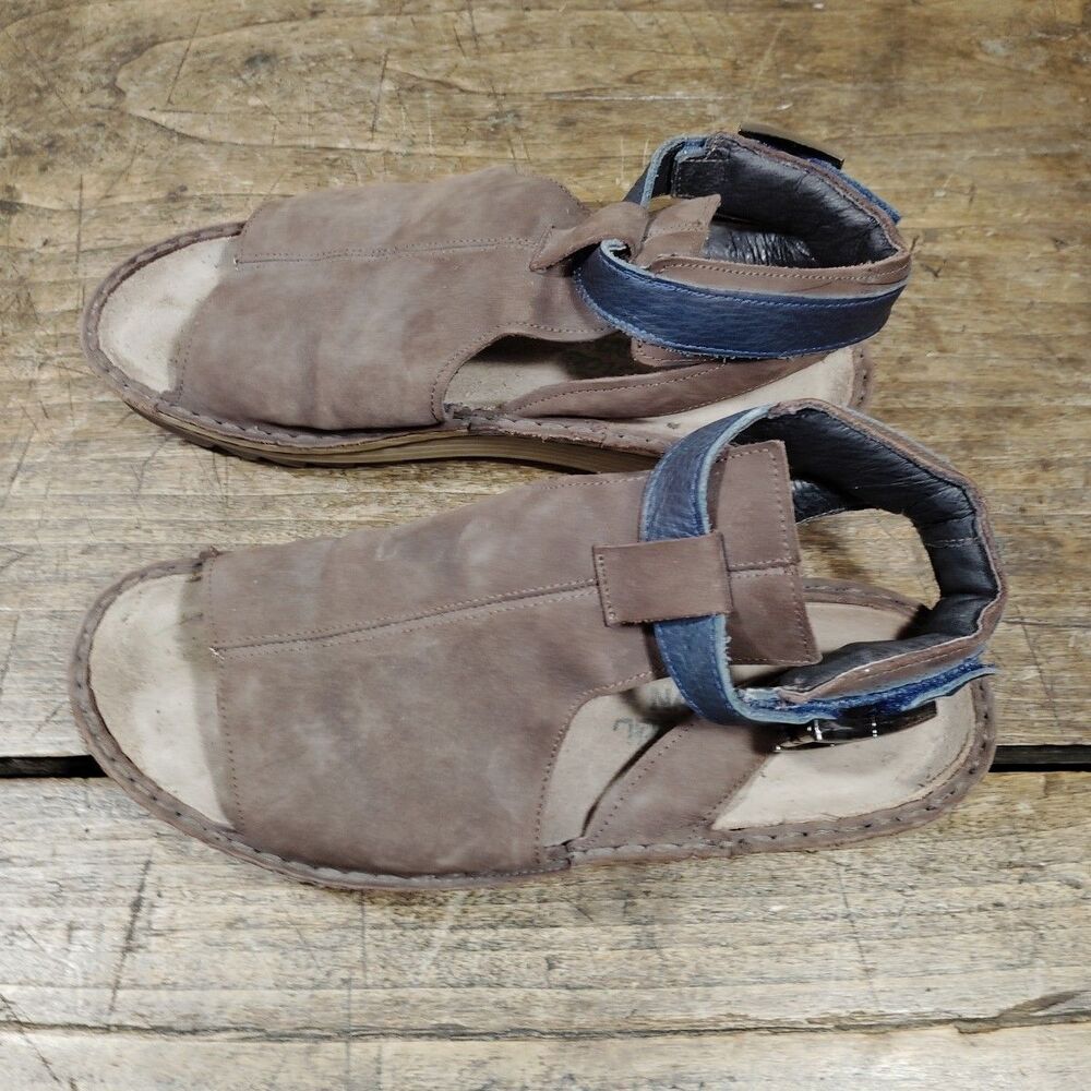 Naot Verbena Sandals Women's Sz 7 Shoes EU38 Brown Navy Leather Ankle Strap - Picture 5 of 11